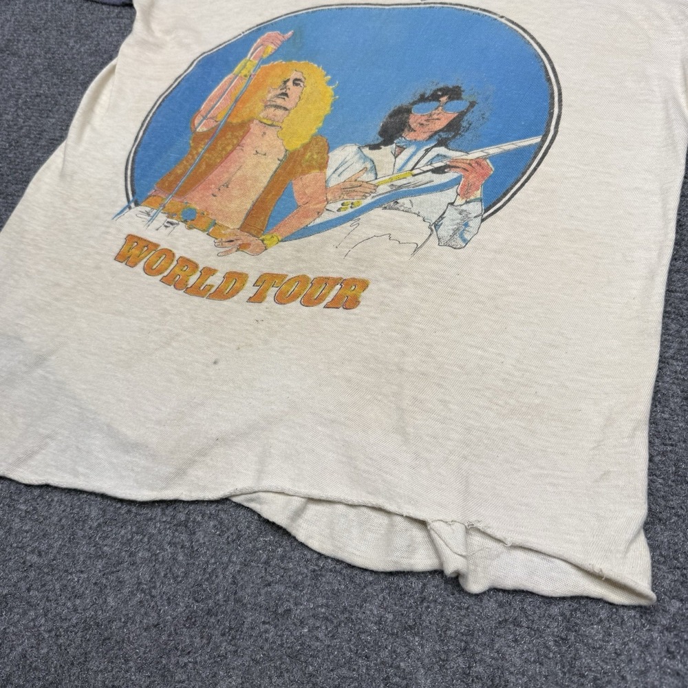 Vintage 1970s Led Zeppelin WORLD TOUR Rare Rock tshirt True Vintage USA Made S - Picture 8 of 15